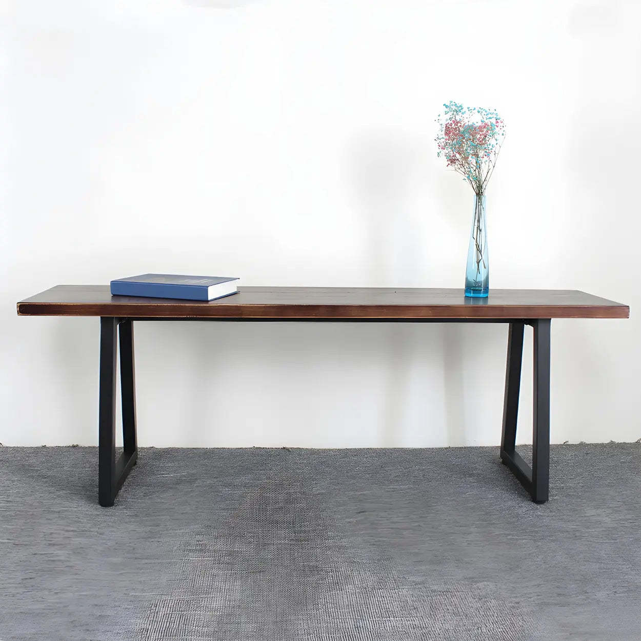 Modern Wood Entryway Bench with Metal Legs — Natural Finish