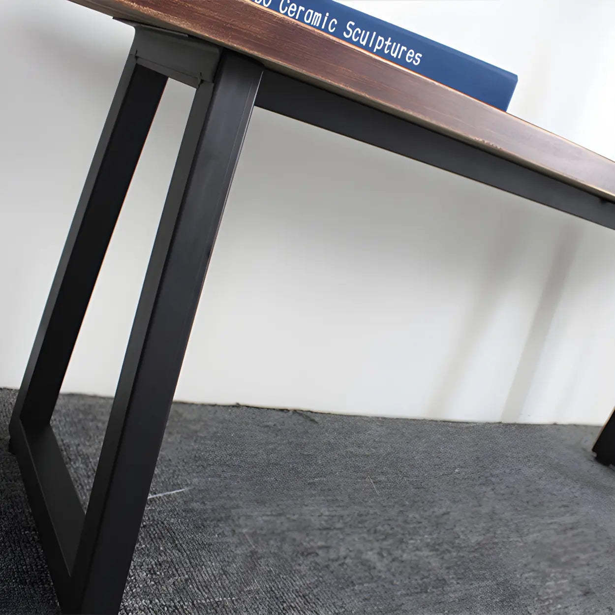 Modern Wood Entryway Bench with Metal Legs — Tan