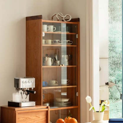 Brown Wood Freestanding Display Cabinet