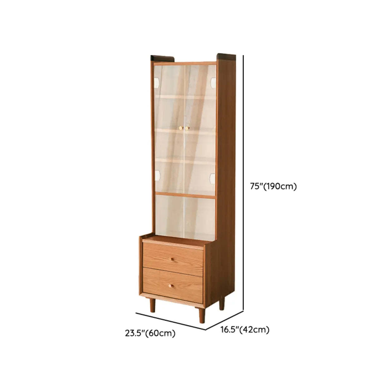 Brown Wood Freestanding Display Cabinet