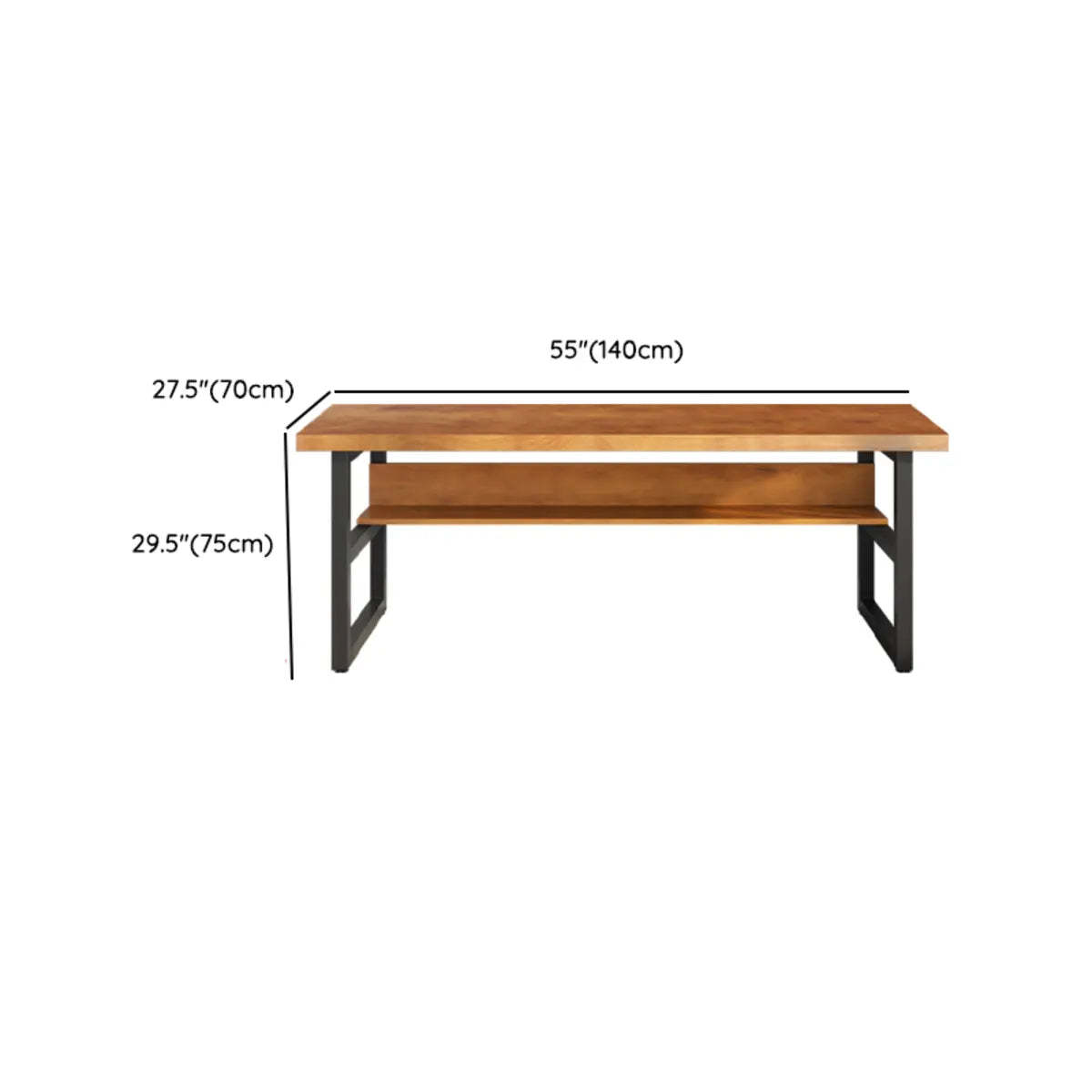 Brown Pine Butcher Block Sled Computer Desk
