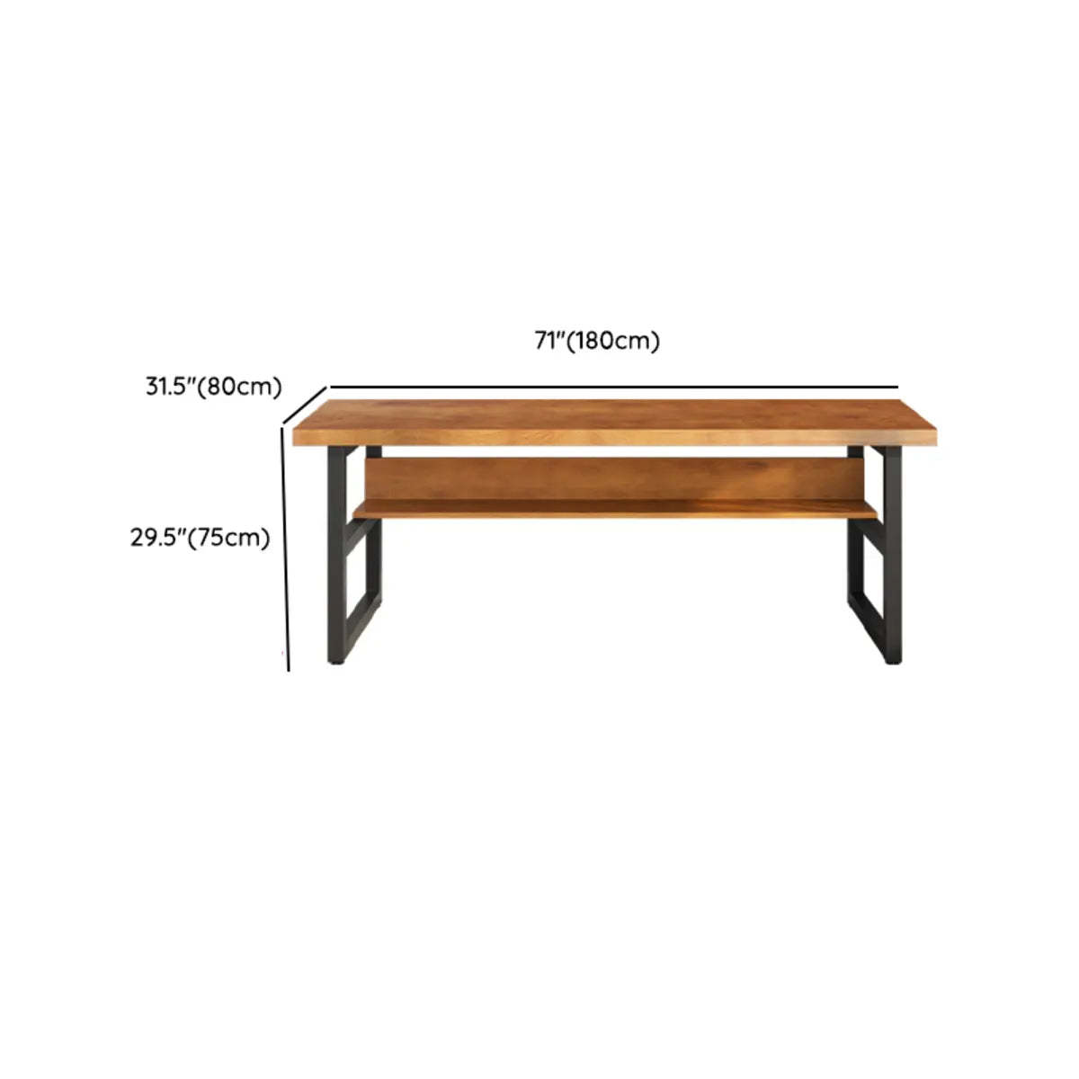 Brown Pine Butcher Block Sled Computer Desk