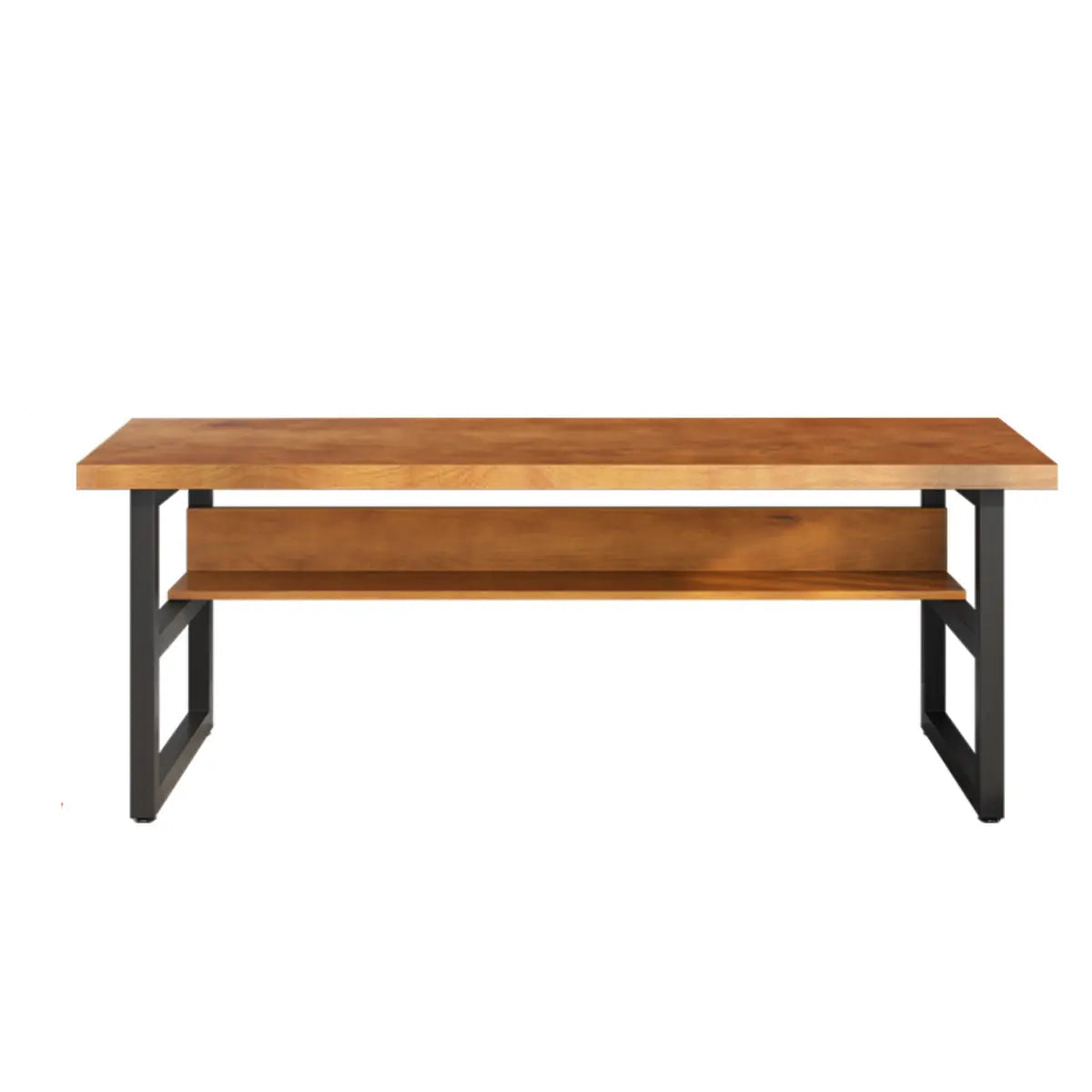 Brown Pine Butcher Block Sled Computer Desk — Without Chairs