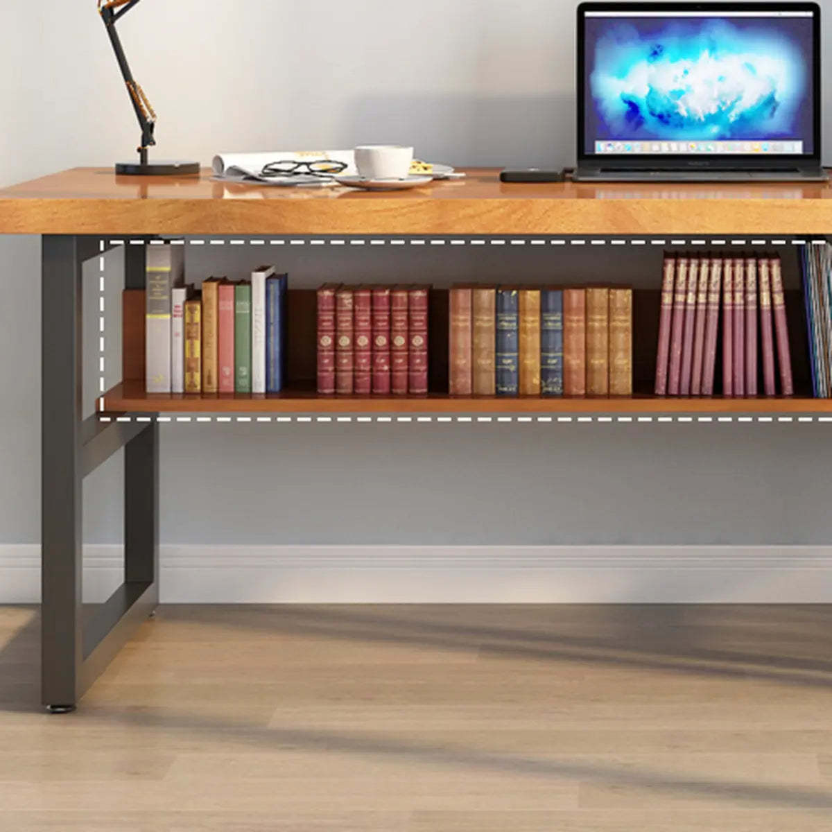 Brown Pine Butcher Block Sled Computer Desk