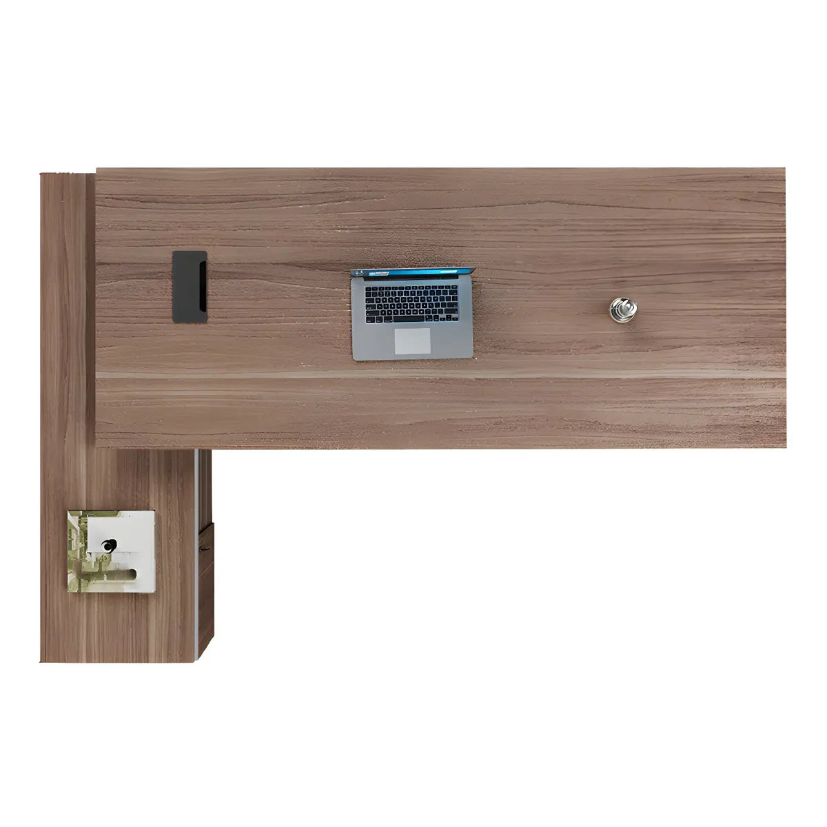 Wood L-Shape Computer Desk with Drawers Shelf and Cabinet