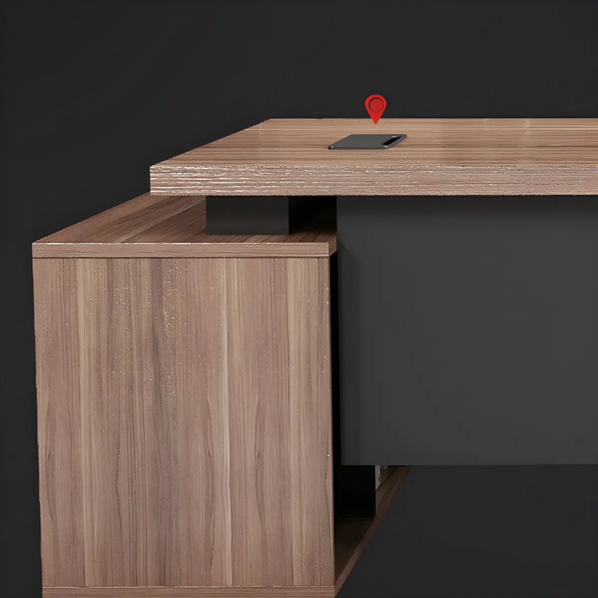 Wood L-Shape Computer Desk with Drawers Shelf and Cabinet