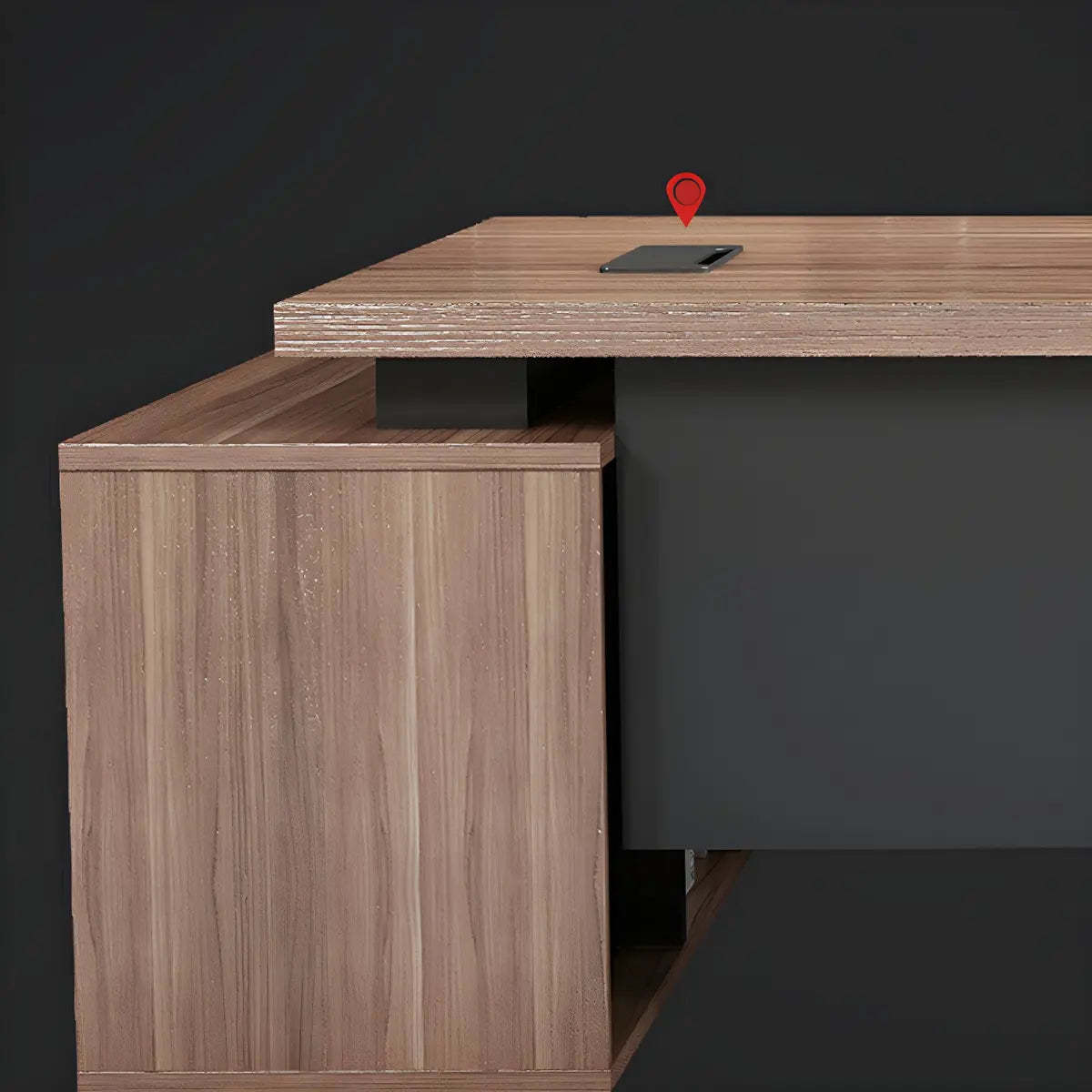 Wood L-Shape Computer Desk with Drawers Shelf and Cabinet