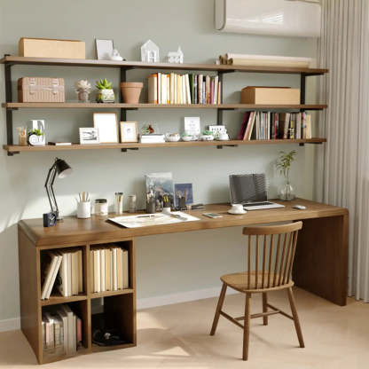 Wooden Rectangular Writing Desk with Shelf — Table Only