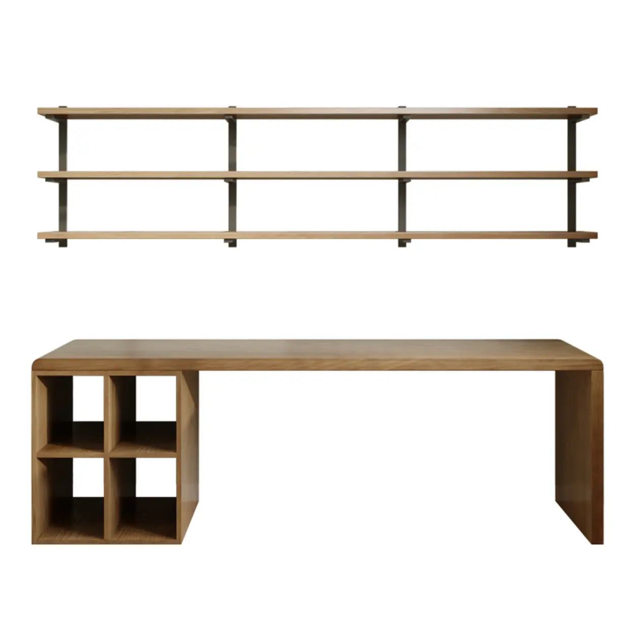 Wooden Rectangular Writing Desk with Shelf