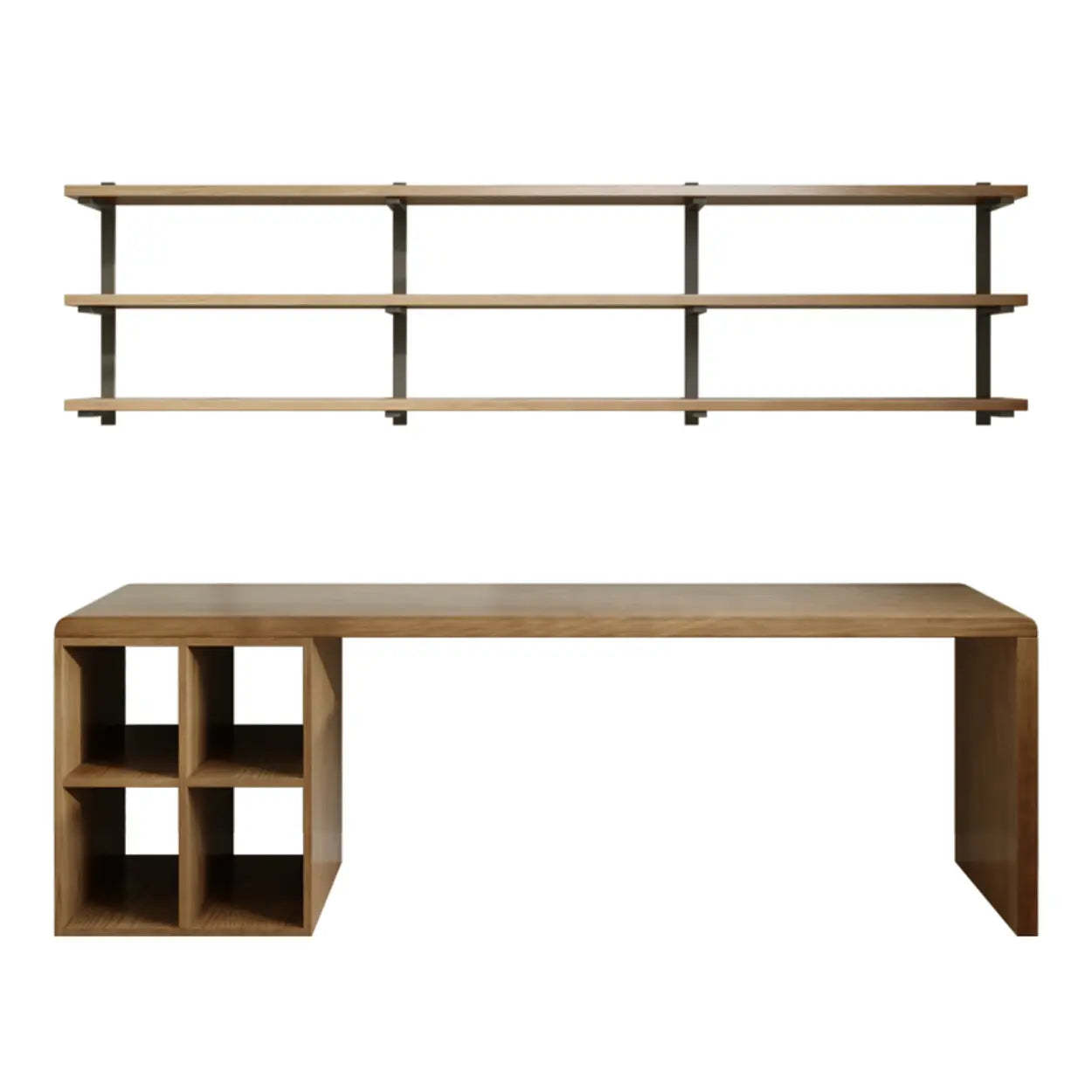Wooden Rectangular Writing Desk with Shelf