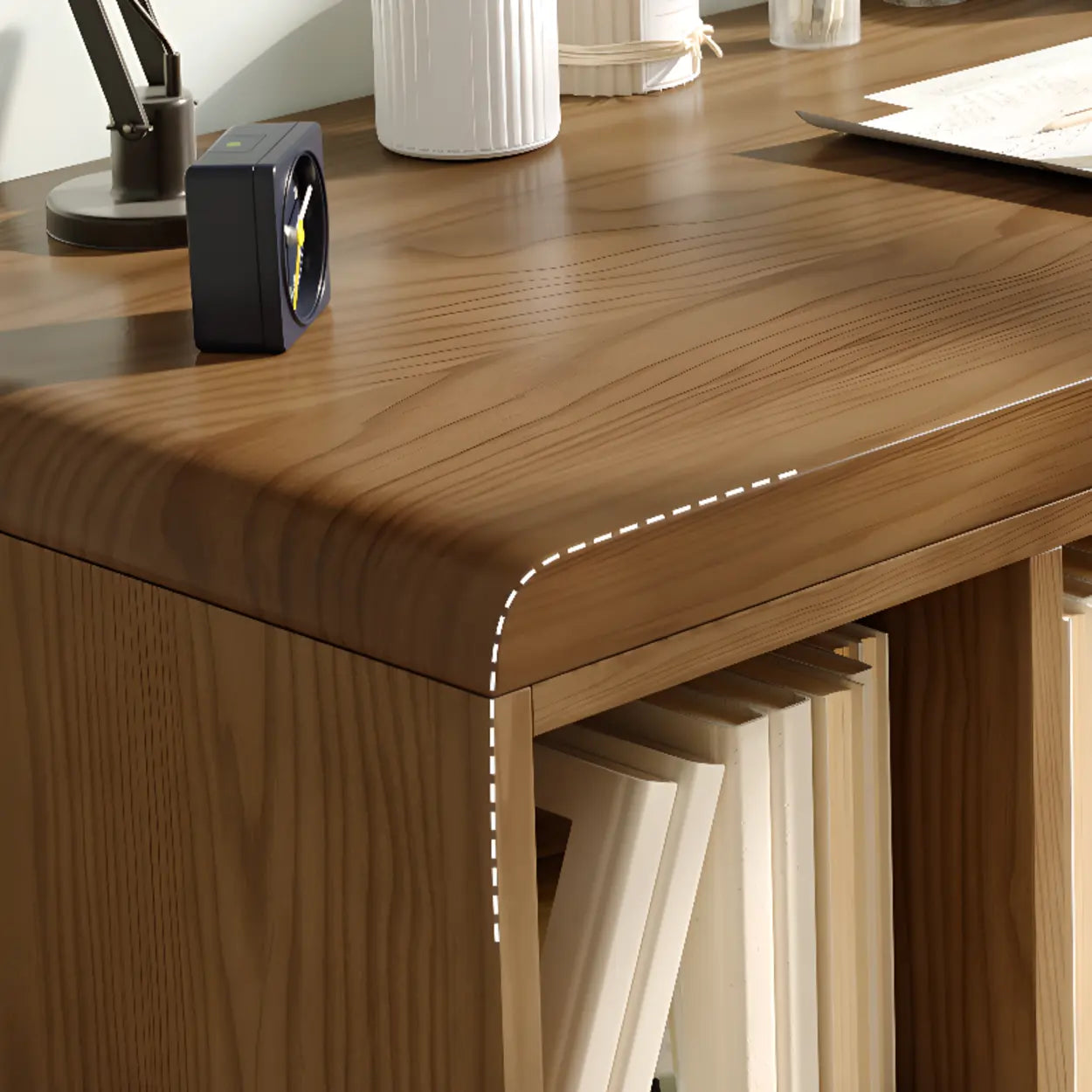 Wooden Rectangular Writing Desk with Shelf