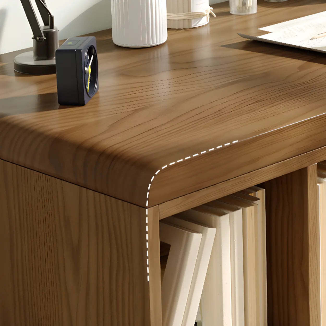 Wooden Rectangular Writing Desk with Shelf