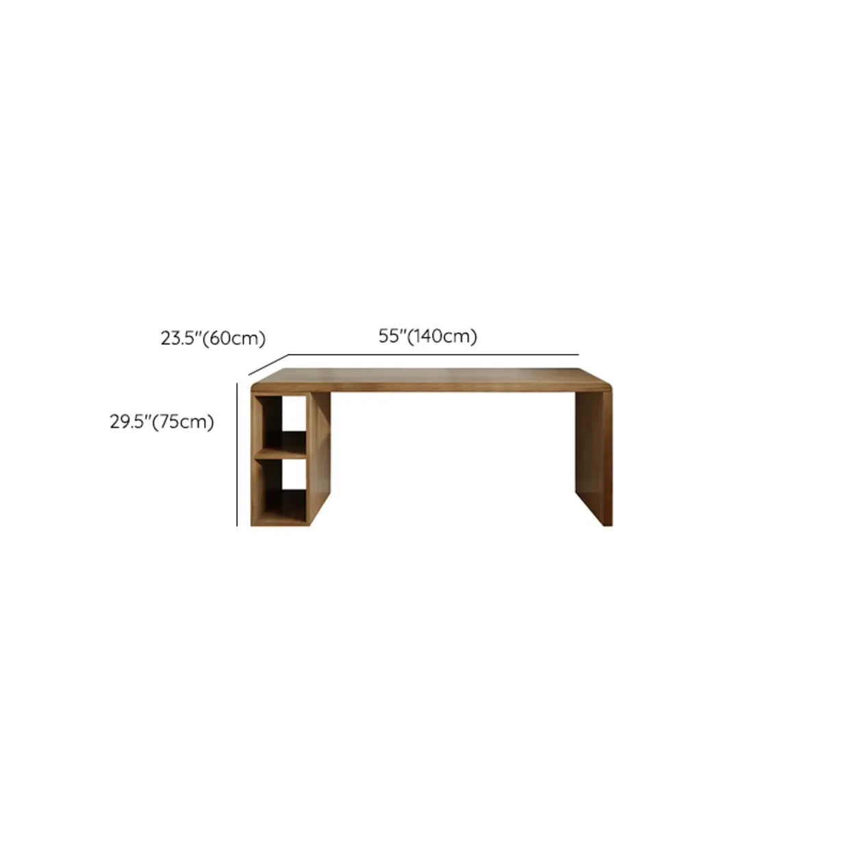 Wooden Rectangular Writing Desk with Shelf