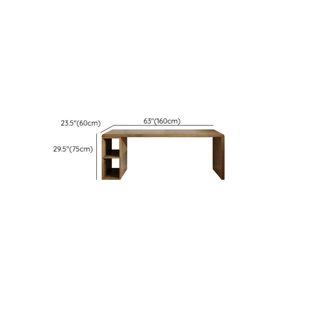 Wooden Rectangular Writing Desk with Shelf