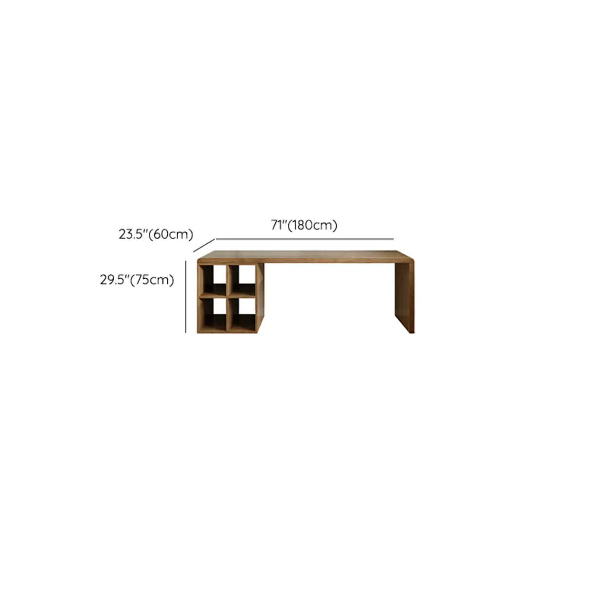 Wooden Rectangular Writing Desk with Shelf