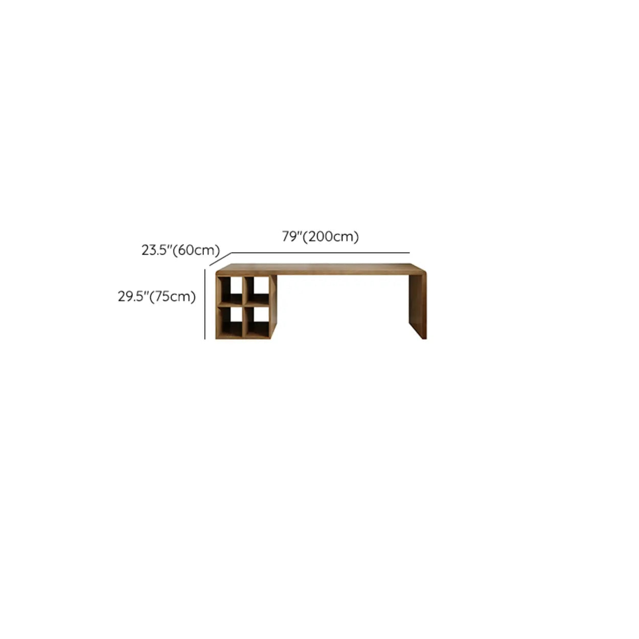 Wooden Rectangular Writing Desk with Shelf