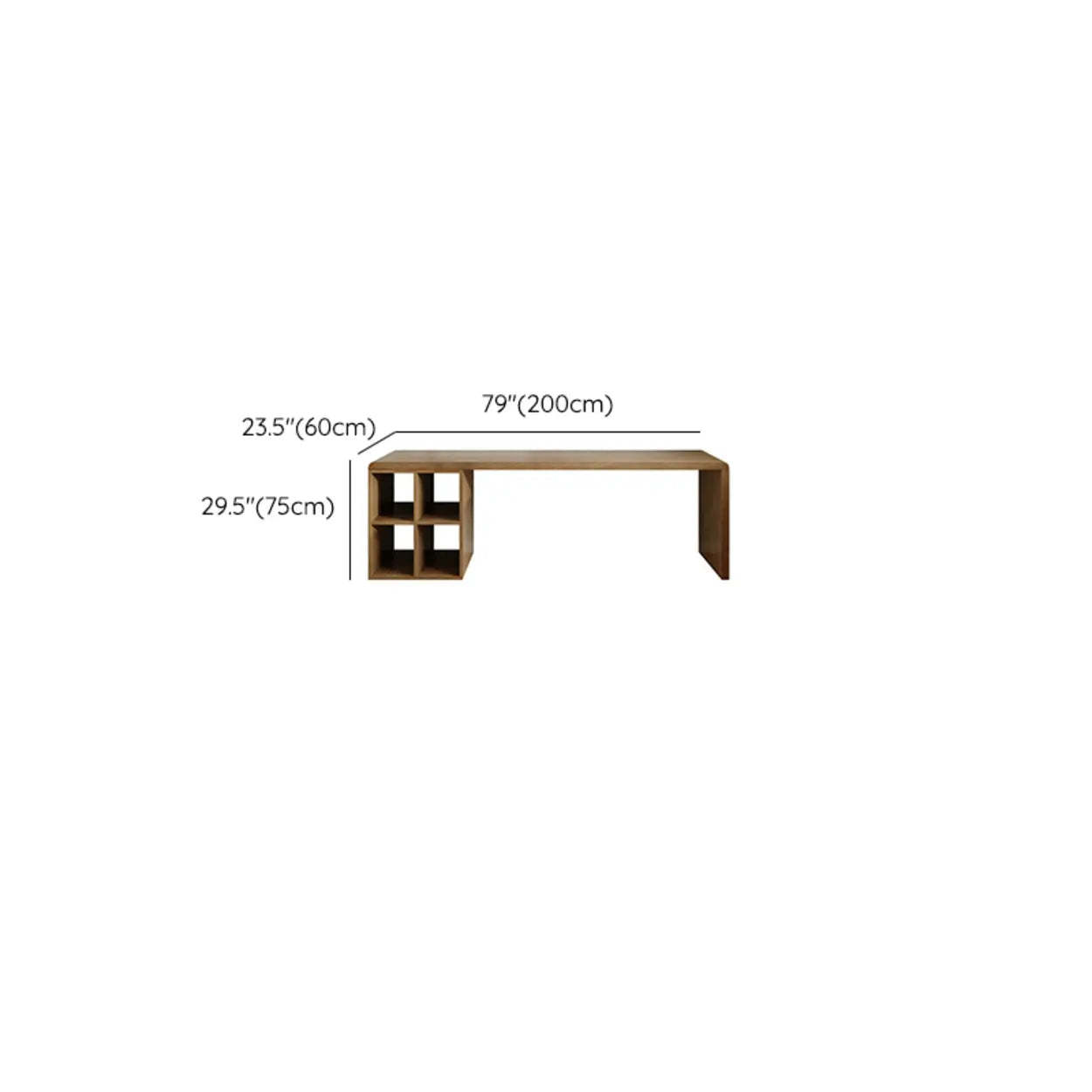 Wooden Rectangular Writing Desk with Shelf