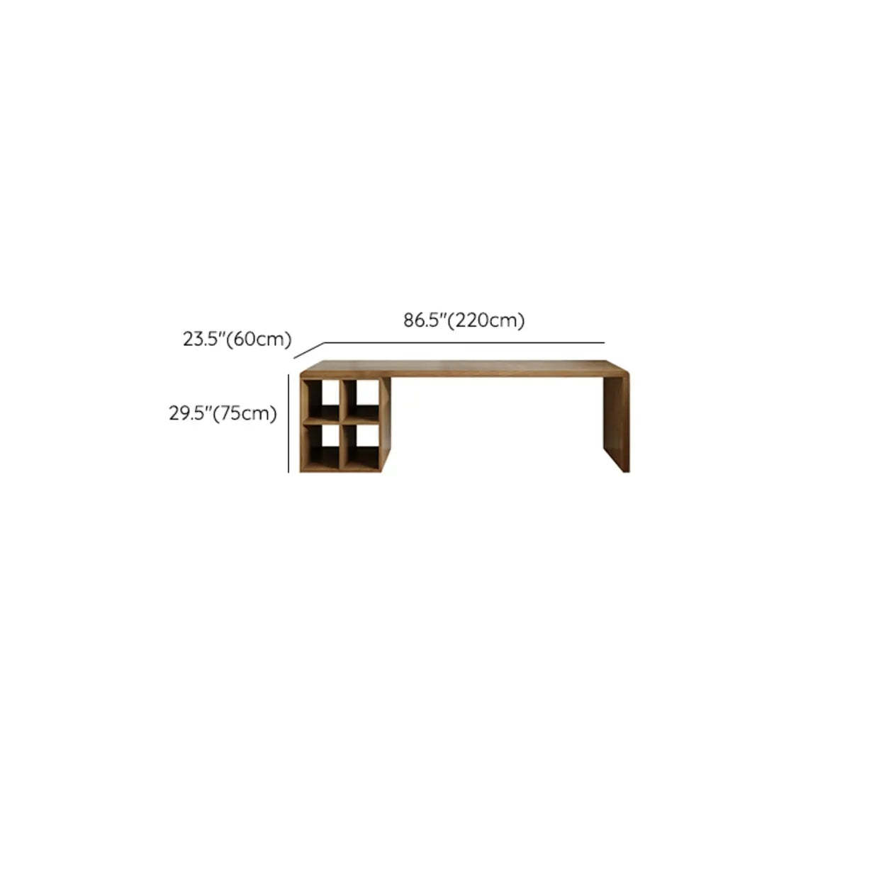 Wooden Rectangular Writing Desk with Shelf