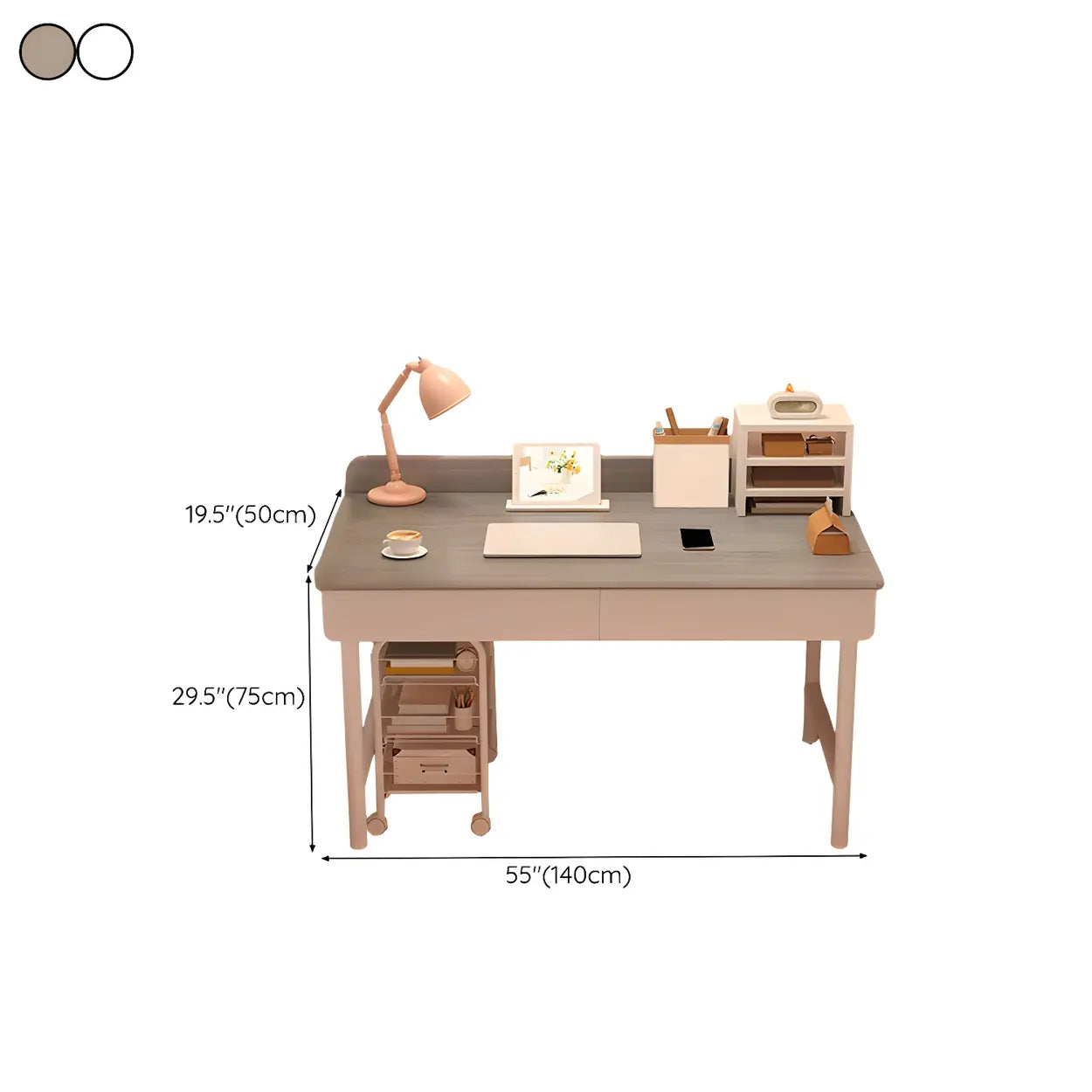 Wood H-Base Home Writing Desk with Drawers
