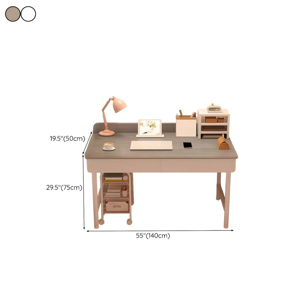 Wood H-Base Home Writing Desk with Drawers