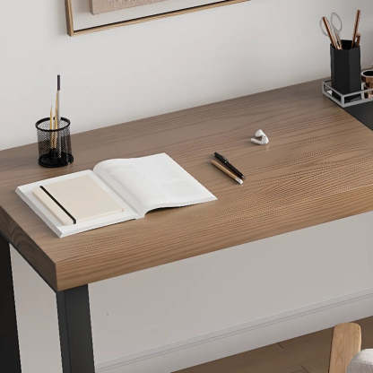 Wood Rectangle Shelf Double Computer Desk — Without Chairs