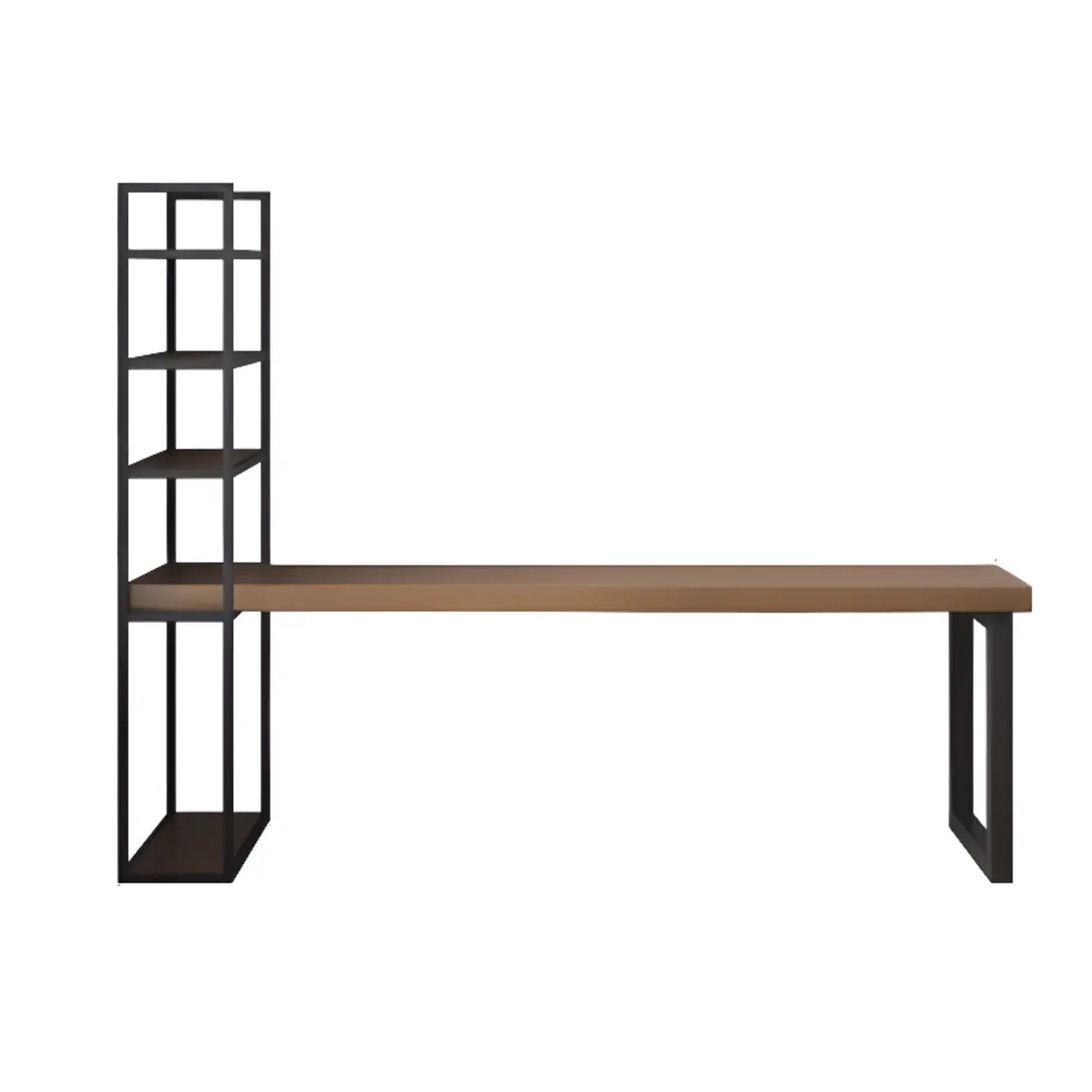 Wood Rectangle Shelf Double Computer Desk