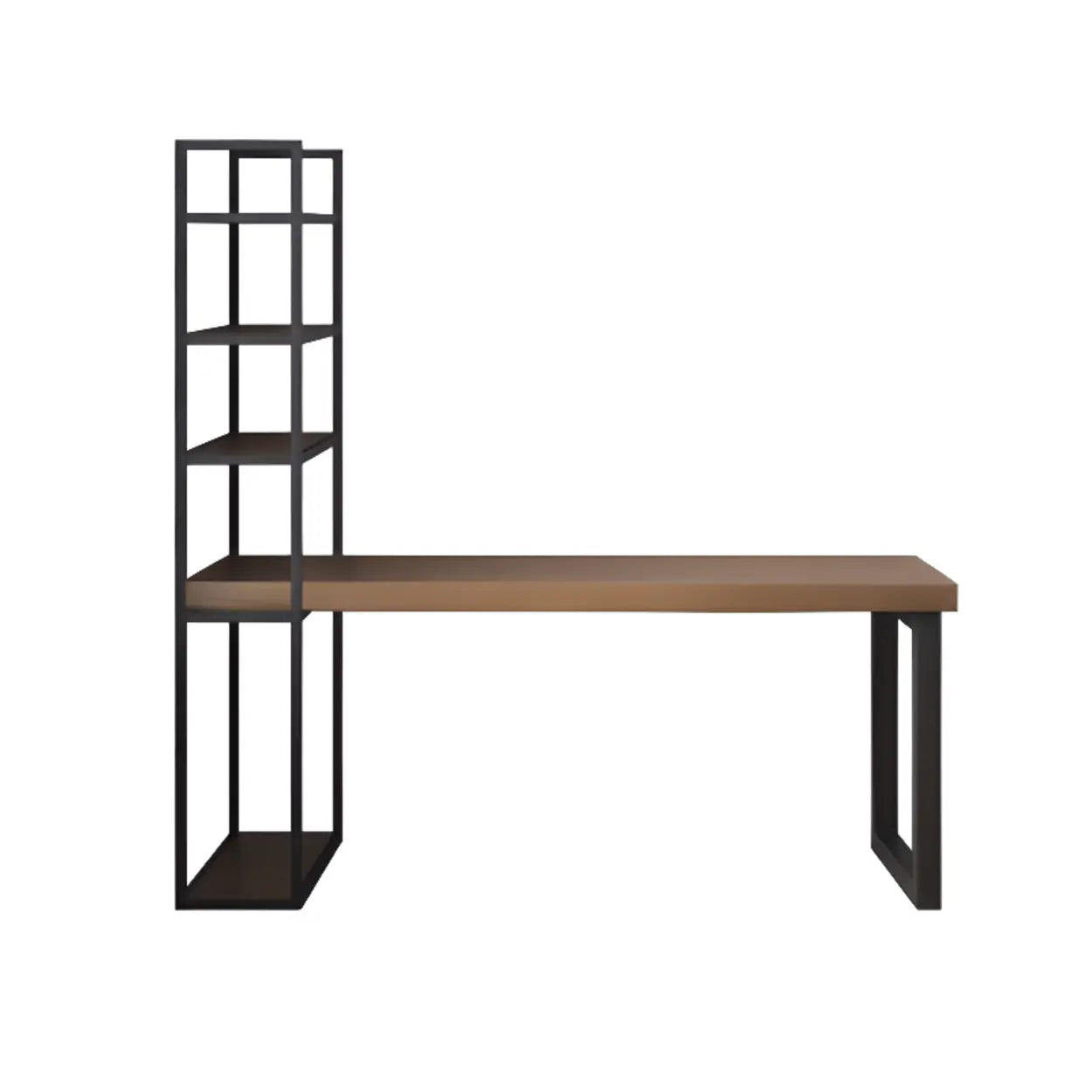 Wood Rectangle Shelf Double Computer Desk