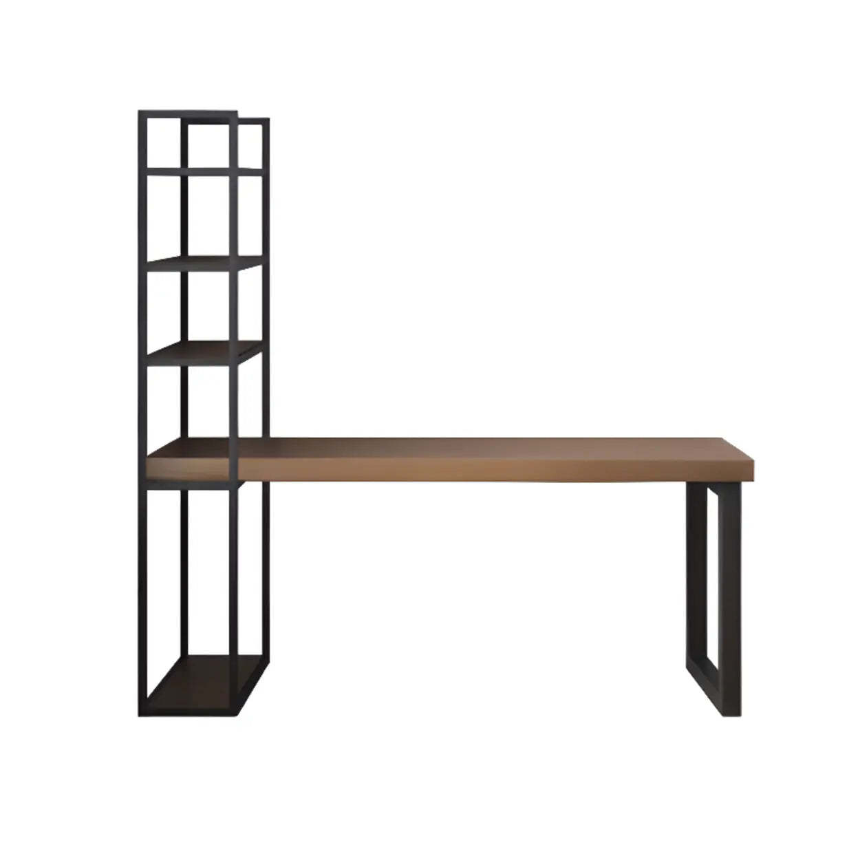 Wood Rectangle Shelf Double Computer Desk