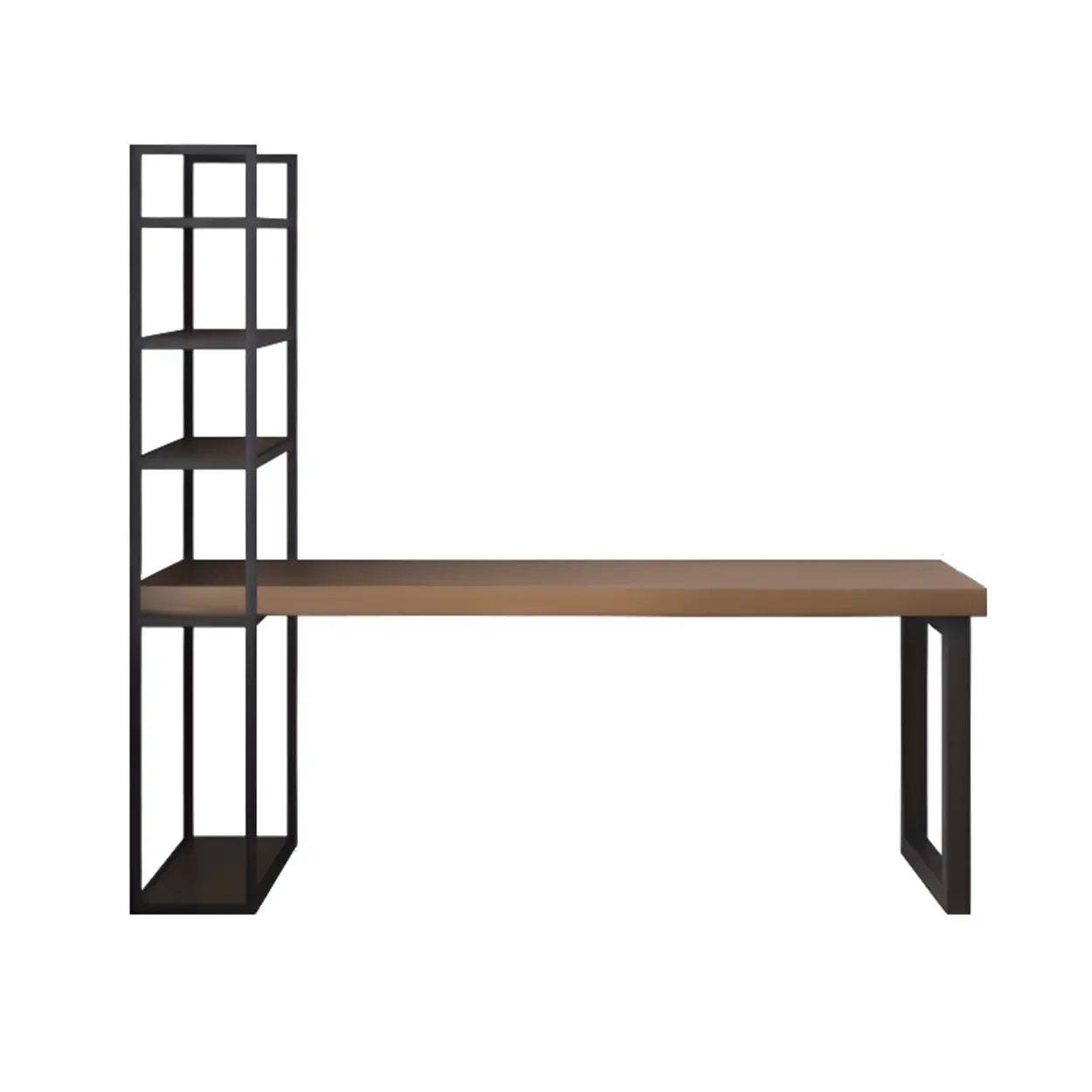 Wood Rectangle Shelf Double Computer Desk
