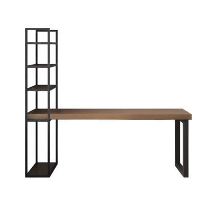Wood Rectangle Shelf Double Computer Desk