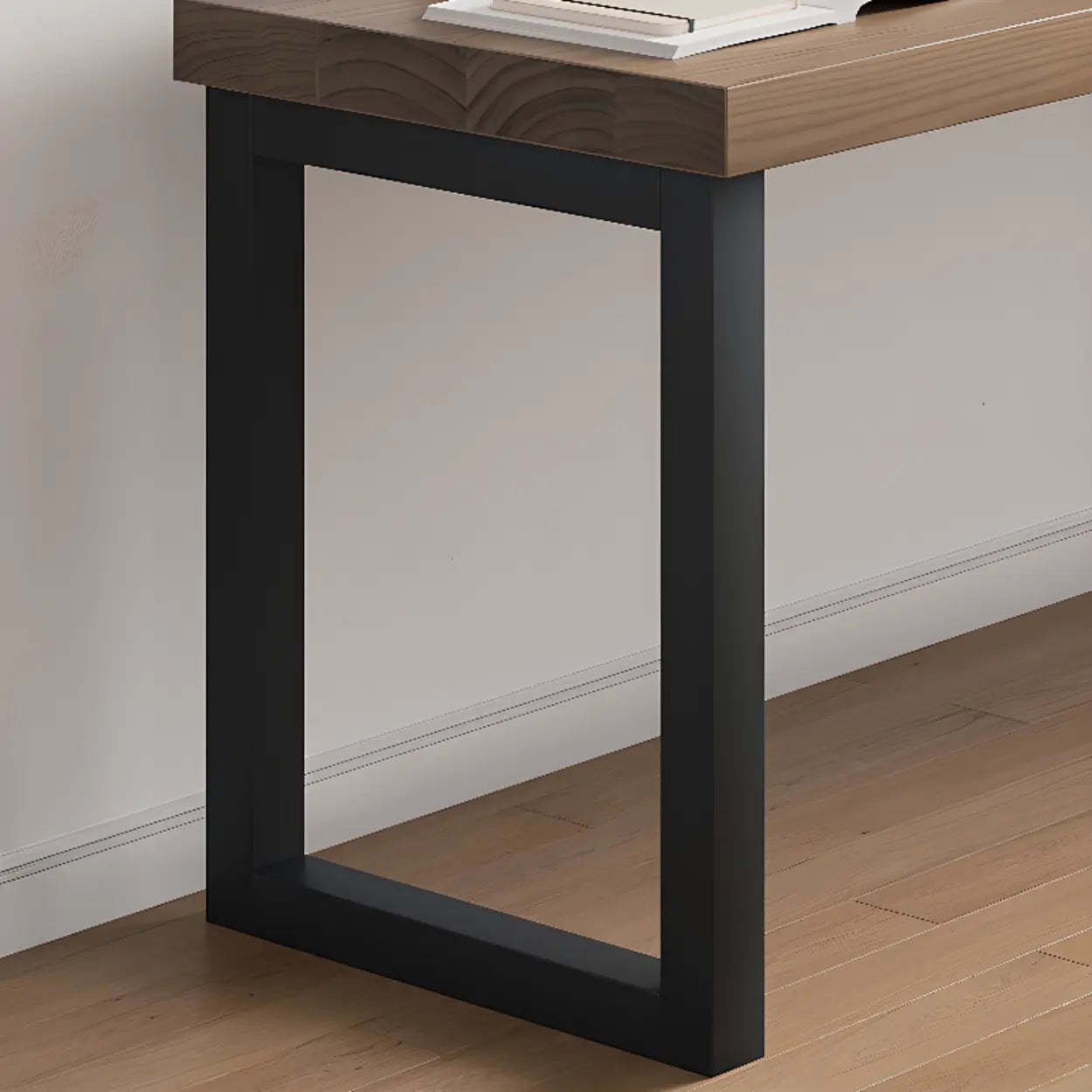 Wood Rectangle Shelf Double Computer Desk