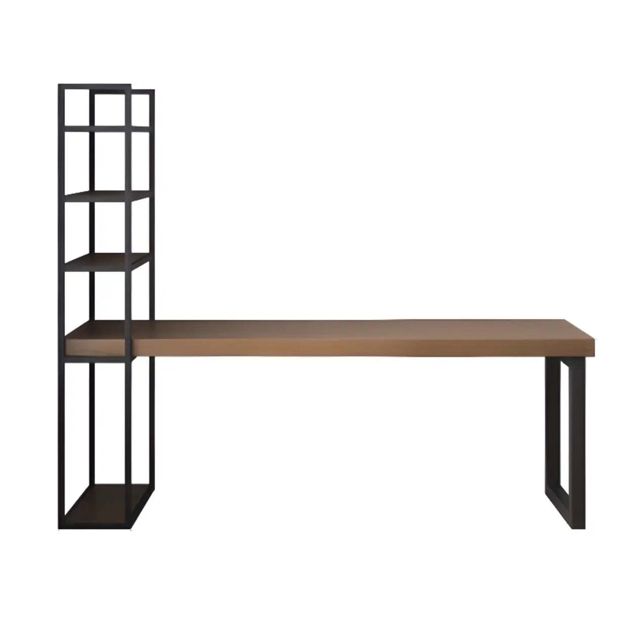 Wood Rectangle Shelf Double Computer Desk