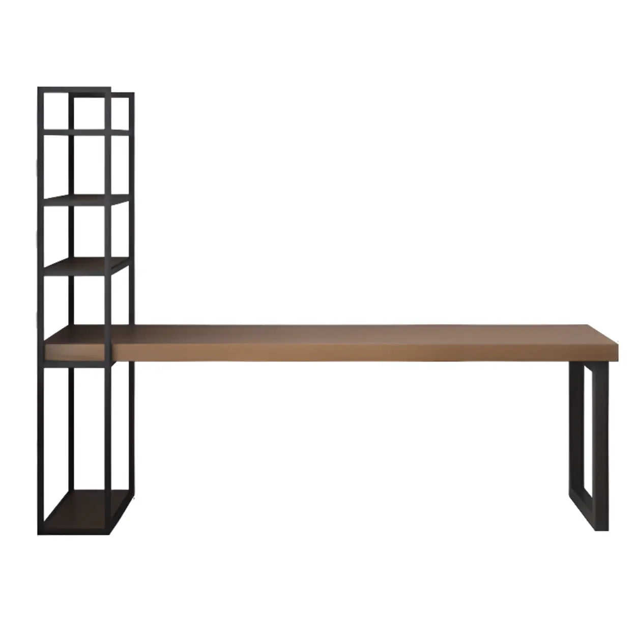 Wood Rectangle Shelf Double Computer Desk