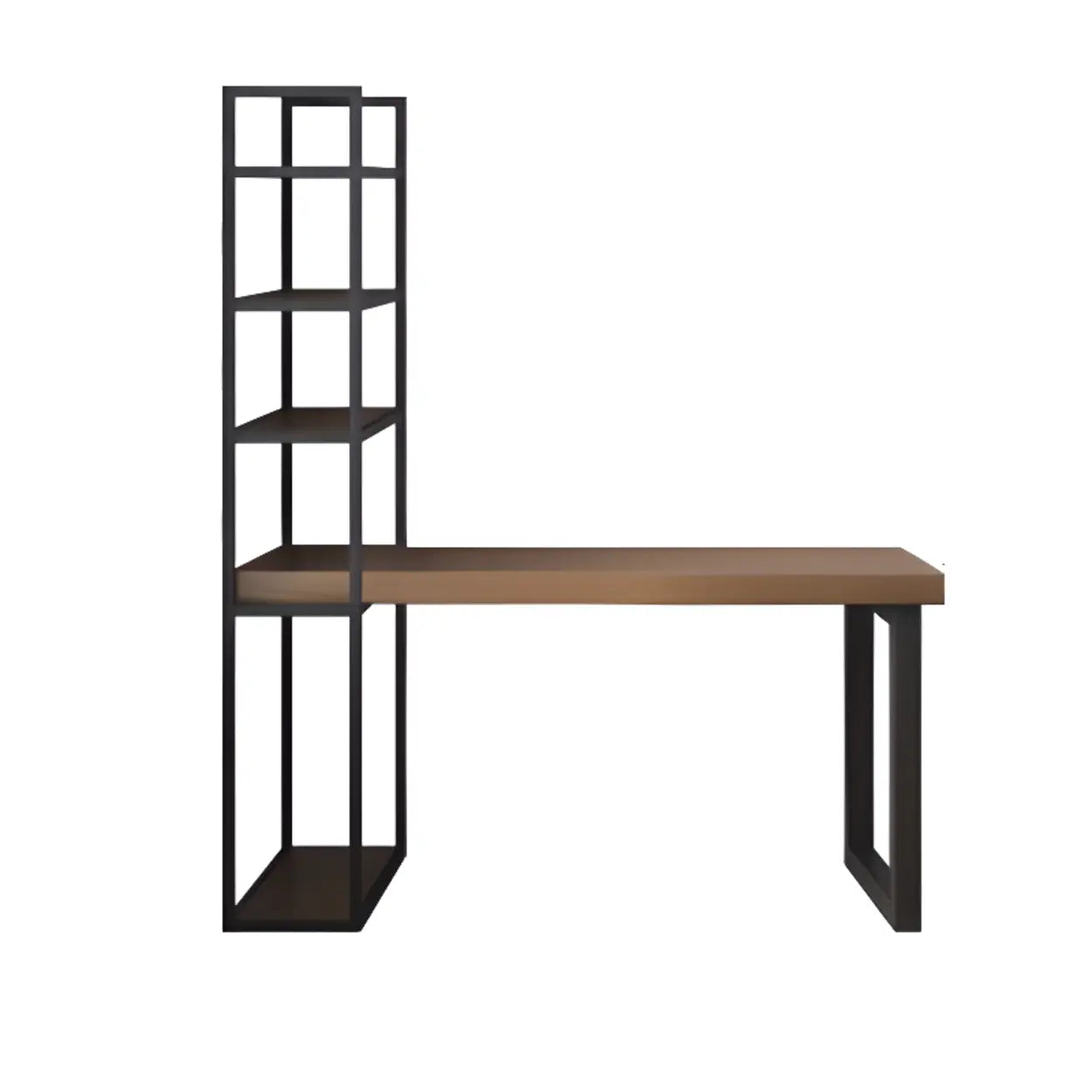 Wood Rectangle Shelf Double Computer Desk — Without Chairs
