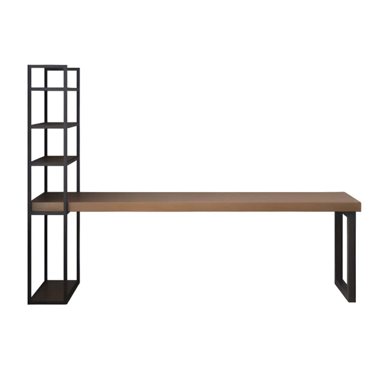 Wood Rectangle Shelf Double Computer Desk
