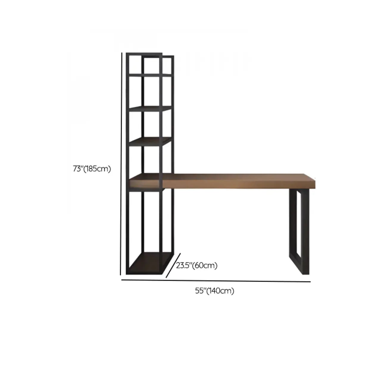 Wood Rectangle Shelf Double Computer Desk