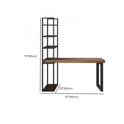 Wood Rectangle Shelf Double Computer Desk