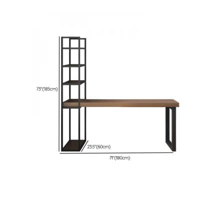 Wood Rectangle Shelf Double Computer Desk