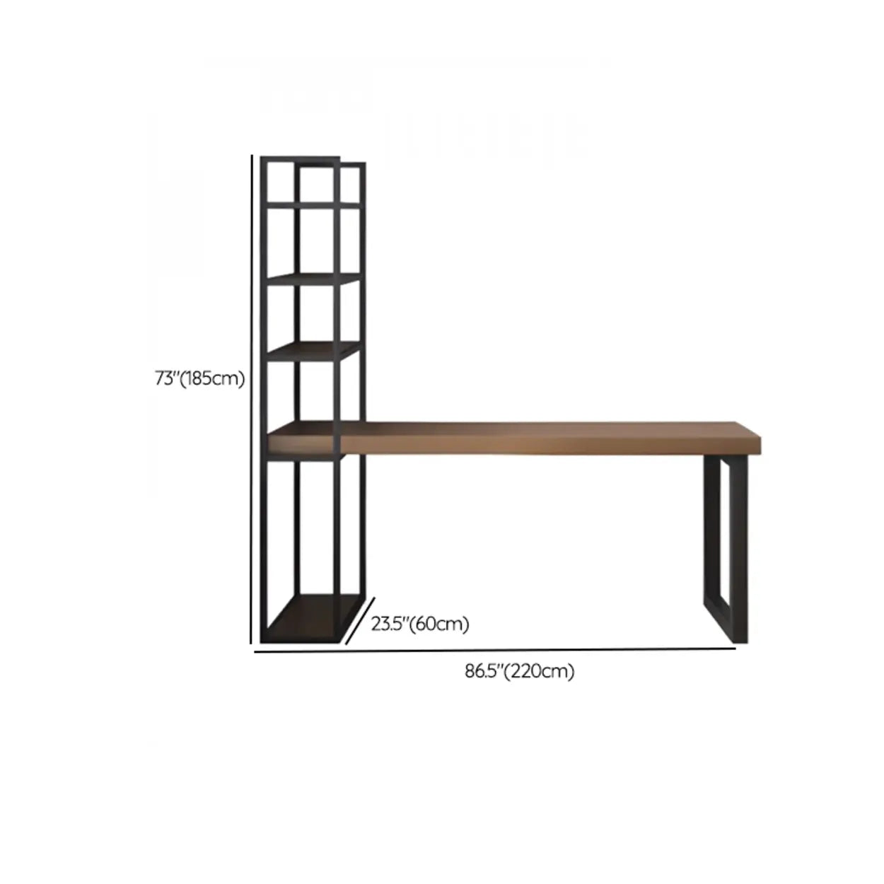 Wood Rectangle Shelf Double Computer Desk