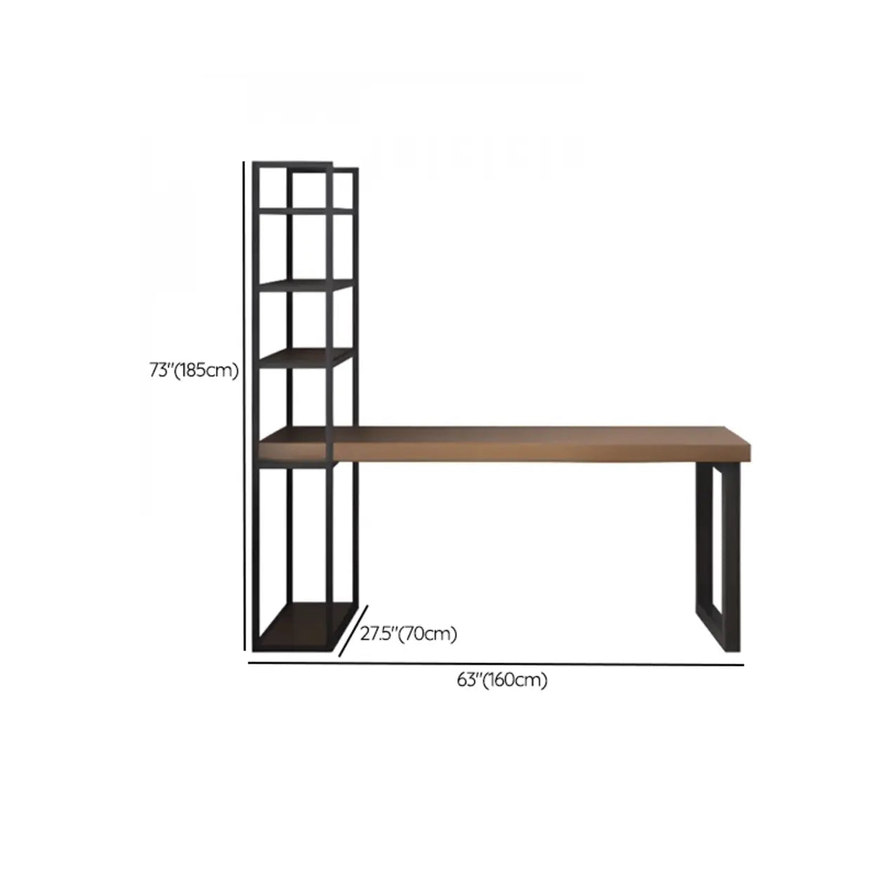 Wood Rectangle Shelf Double Computer Desk