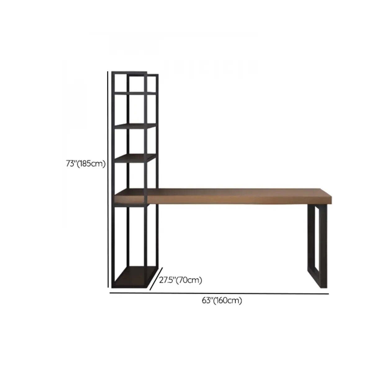 Wood Rectangle Shelf Double Computer Desk