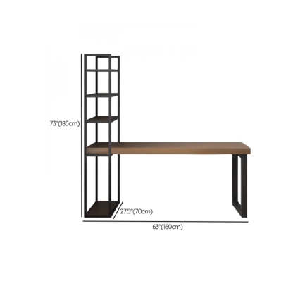 Wood Rectangle Shelf Double Computer Desk