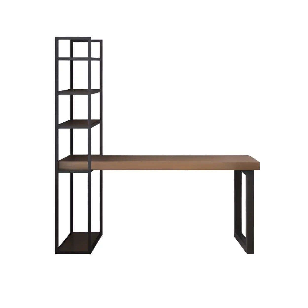 Wood Rectangle Shelf Double Computer Desk — Without Chairs