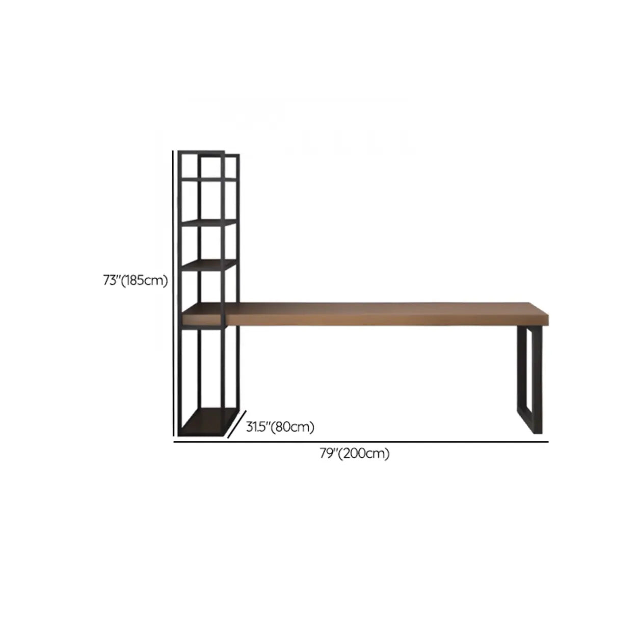 Wood Rectangle Shelf Double Computer Desk
