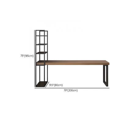 Wood Rectangle Shelf Double Computer Desk