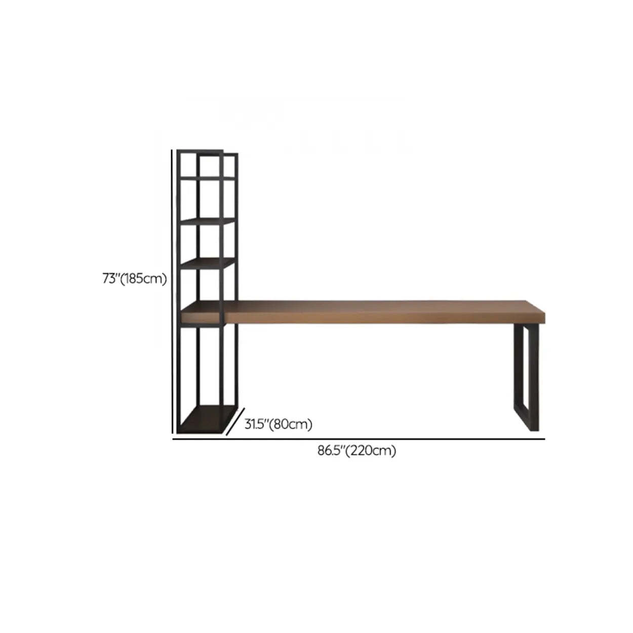 Wood Rectangle Shelf Double Computer Desk