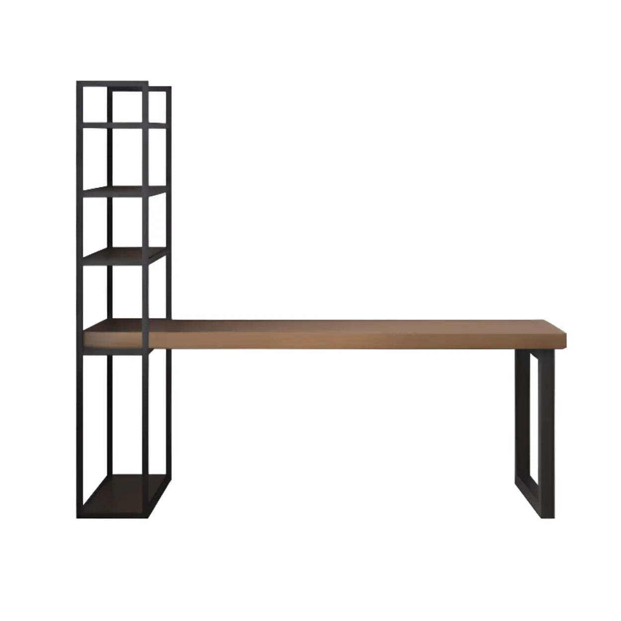 Wood Rectangle Shelf Double Computer Desk — Without Chairs
