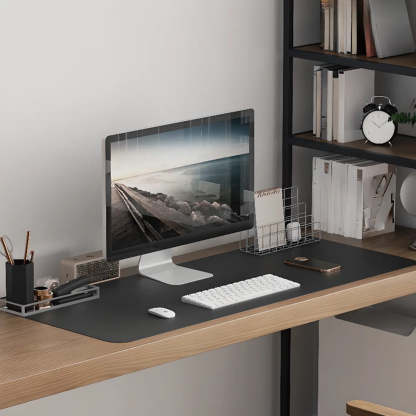 Wood Rectangle Shelf Double Computer Desk — Without Chairs