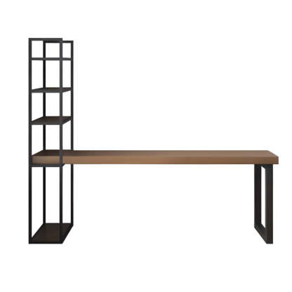 Wood Rectangle Shelf Double Computer Desk — Without Chairs