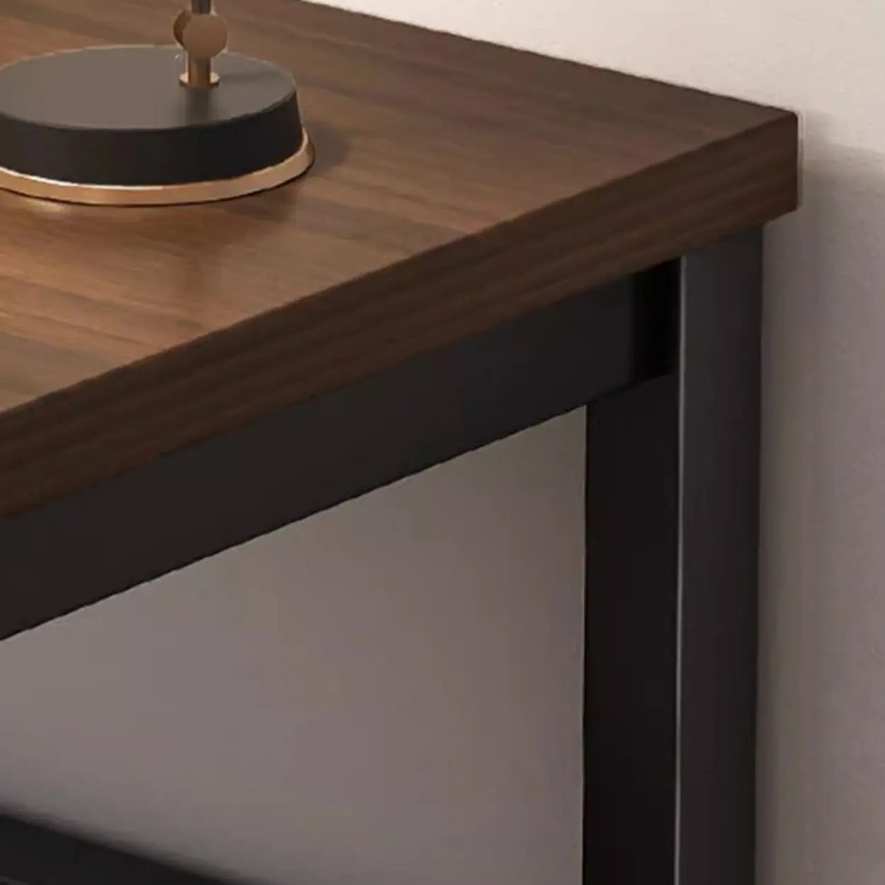 Rectangular Wood Metal H-Base Writing Desk — Cherry Wood / Table Only